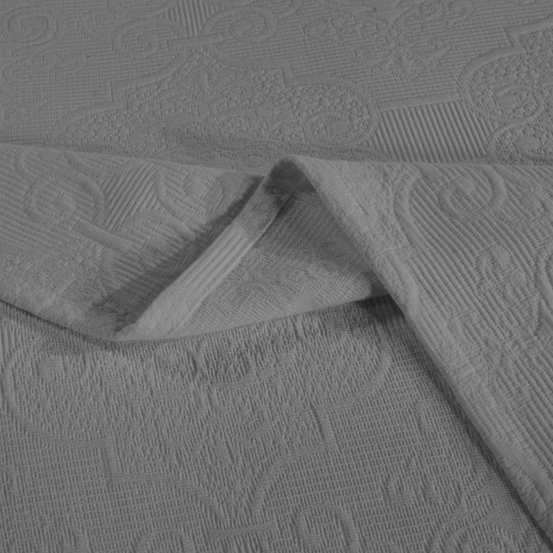 Cotton Matelasse Jacquard Medallion Scroll Bedspread Set by Blue Nile Mills, 4 of 8