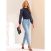 Allegra K Women's Chiffon Work Formal Casual Tie Back Long Sleeve Polka Dots Blouse - 2 of 4