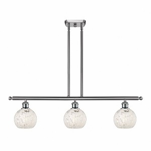 Innovations Lighting White Mouchette 3 - Light Island Pendant Light in  Brushed Satin Nickel - 1 of 1