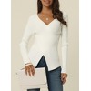 Seta T Women's V Neck Wrap Long Sleeve Criss Cross Casual Pullover Sweater - 2 of 4