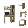 Vynxaria Light Oak Computer Desks Writing Desk 2 Upper Shelves 5 Cubbies Home Office Storage Space-Saving Design - 2 of 4