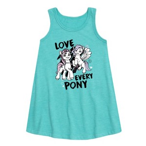 - My Little Pony - Love Every Pony Graphic Sleeveless Aline Dress - 1 of 3
