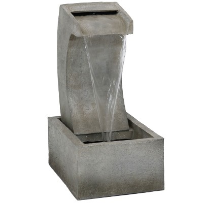 Sunnydaze 24"H Electric Polyresin Modern Arched Waterfall Outdoor Water Fountain