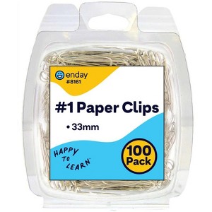 Colored Paper Clips Assorted 100 Pieces (33mm) Paper Clips Medium Size, Sturdy Coated Paper Clips Smooth for Office School and Personal Use - 1 of 1