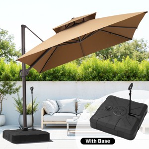 Crestlive Products 10FT Square Double Top Offset Cantilever Umbrella with Base UV30+ Outdoor 360 Degree Rotation 6 Heights Adjustable Umbrella - 1 of 4