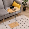 ChicFurnit Console Tables C Shaped Table Small Side Table Couch Tray Table Oval End Table with Slots for Living Room, Beige, 16.54"*9.84"*30.11" - 4 of 4