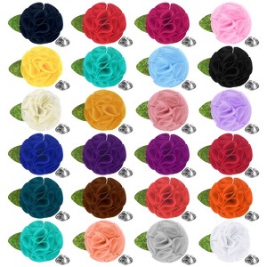 Unique Bargains Handmade Flower Brooch Boutonnieres Button Pins for Men Suits 24 Pcs - 1 of 4