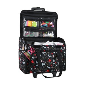 Everything Mary Teacher Rolling Tote, Black Floral - 1 of 4