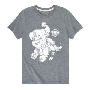 Boys' - Paw Patrol - Rubble Santa Hat Short Sleeve Graphic T-Shirt - 1 of 4