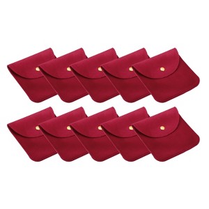 Unique Bargains Portable  Velvet Snap Button Soft Storage Jewelry Pouches 10 Pcs - 1 of 4