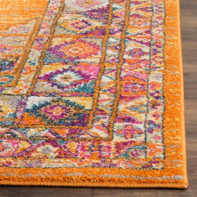 6' x 9' Orange and Fuchsia Synthetic Hand-knotted Rug