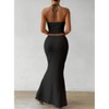 Mocamel 2pcs/Set Women's Sleeveless Halter Neck Top And Plain Skirt - 2 of 4