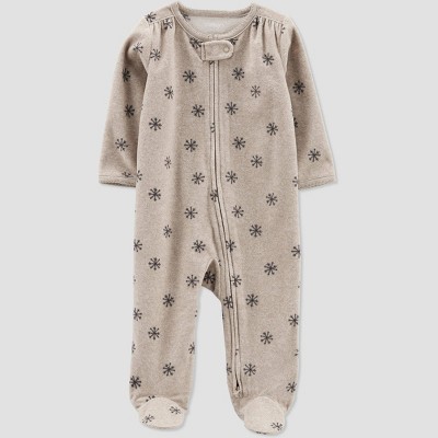 Carter's Just One You®️ Baby Girls' Snowflake Footed Pajama - Cream Newborn