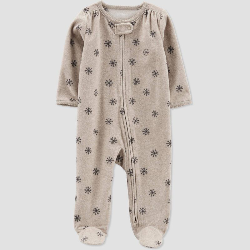 Carter's Just One You®️ Baby Girls' Snowflake Fleece Footed Pajama - Cream, 1 of 6