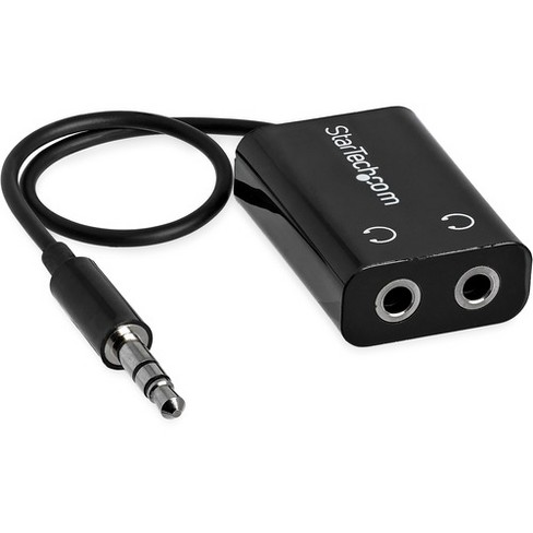 Startech Com Black Slim Mini Jack Headphone Splitter Cable Adapter 3 5mm Male To 2x 3 5mm Female Target