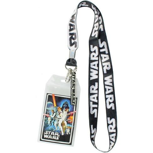Star Wars Id Lanyard With Clear Badge Holder And Rubber Logo Black : Target