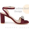 Perphy Women's Bow Decor Rhinestone Slingback Chunky High Heel Sandals - 4 of 4