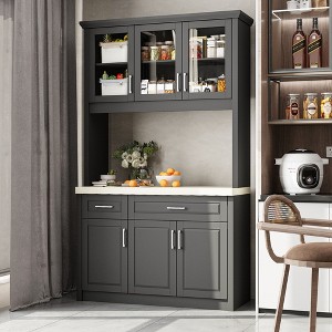 Homsee Kitchen Buffet with Stone - Look Countertop - Stylish and Functional Storage Solution - 1 of 4