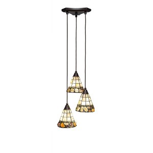 Toltec Lighting Europa 3 - Light Pendant in  Dark Granite with 7" Cobblestone Art Glass Shade - 1 of 1