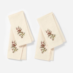 4pk Embroidered Wreath Cloth Napkins - Threshold™ designed with Studio McGee™: Cotton, Machine Wash, 18"x18", Multicolored - 1 of 3