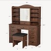 Makeup Vanity Desk with Mirror and 3 Colors Lights, Vanity Table with Chair, Vanity Desk with Drawers and Storage Shelves for Bedroom - 2 of 4
