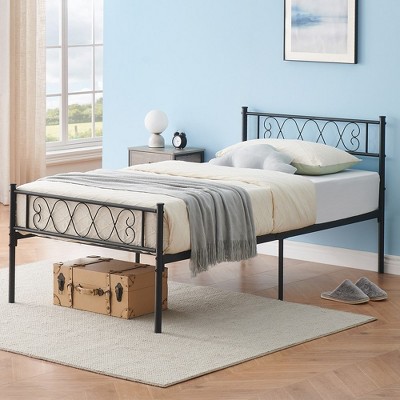 Garvee Metal Bed Frame Platform Mattress Foundation with Headboard, Black