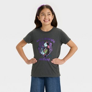 Girls' The Nightmare Before Christmas Sally Halloween Short Sleeve Graphic T-Shirt - Dark Gray - 1 of 4