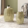 Lyngins Modern Gold Drum-Style Outdoor End Table, Accent Table for Patio or Indoor Use, Round Hollow Patio Side Table - 2 of 4