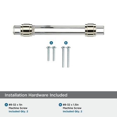 Clear and Polished Nickel 3-3/4 Inch Center-to-Center Bar Pull