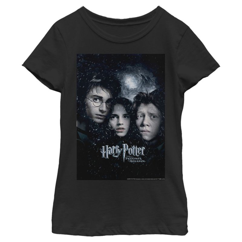 Girl's Harry Potter Prisoner Of Azkaban Harry Ron Hermione Poster T-Shirt, 1 of 4