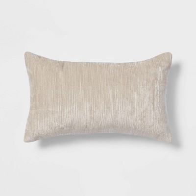 Velvet Rib Textured Lumbar Throw Pillow Neutral - Threshold™