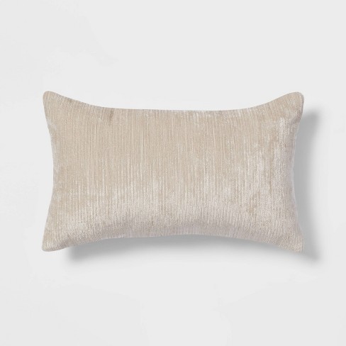 Velvet Rib Textured Lumbar Throw Pillow Neutral - Threshold™ : Target