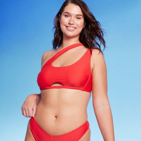 Women's Cut Out One Shoulder Bikini Top - Wild Fable™ Red XXS