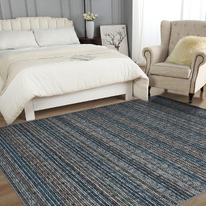 Area Rug, Home Decor Modern Minimalist Striped Rug - Washable Foldable Thin Carpet, Stain Resistant Reinforced Edge Non-Slip - 1 of 4