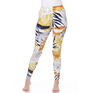 Women's Super Soft Tropical Printed Leggings - White Mark - 1 of 4
