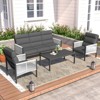 COWLOWN 4 Piece Dark Gray Modern Aluminum Outdoor Patio Sectional Conversation Set, All Weather with Thick Cushions - 2 of 4