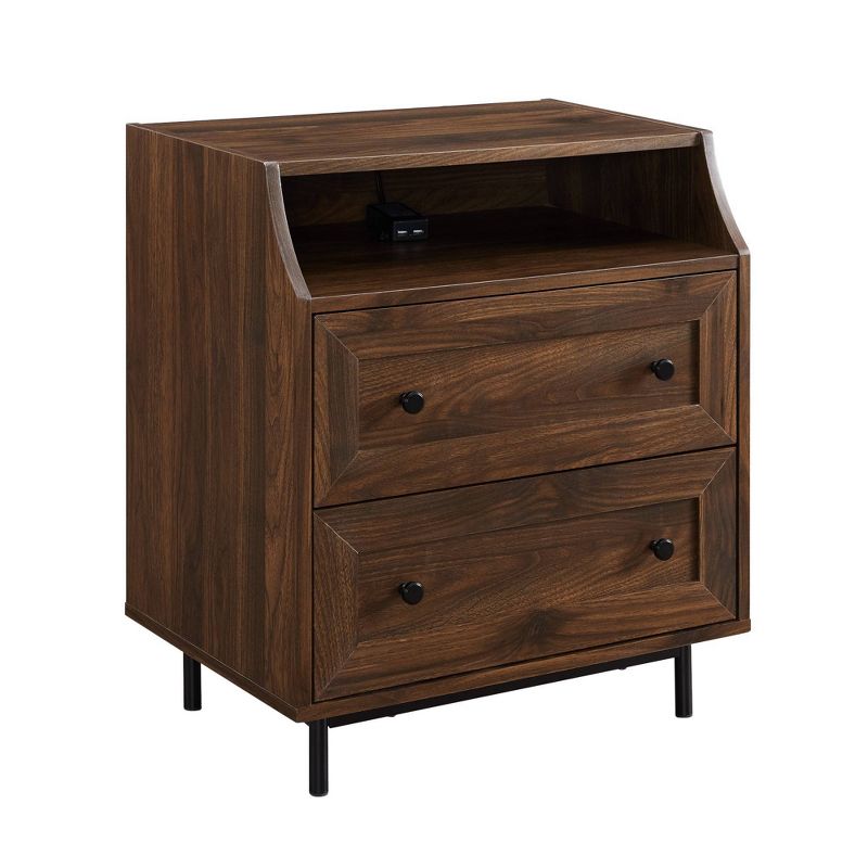 Transitional 2 Drawer Nightstand with USB Port - Saracina Home, 4 of 13