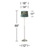 360 Lighting Abba Modern Floor Lamp Standing 66" Tall Brushed Nickel Silver Metal Peacock Print Drum Shade for Living Room Bedroom Office House Home - 3 of 3