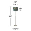 360 Lighting Abba Modern Floor Lamp Standing 66" Tall Brushed Nickel Silver Metal Peacock Print Drum Shade for Living Room Bedroom Office House Home - image 3 of 3