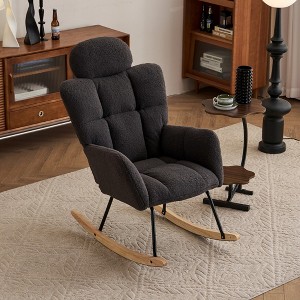Grungis Teddy  Accent Chair with High Backrest,27.56"W Rocking Chairs with Pillow,Accent Armchair for Bedroom,Reading Room - 1 of 4