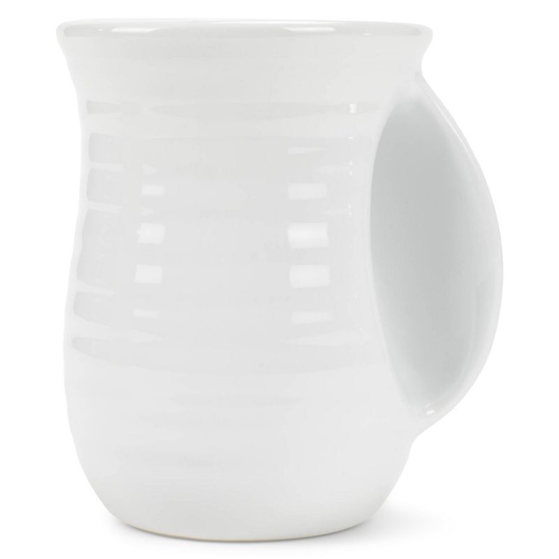 Elanze Designs Ribbed 14 ounce Ceramic Stoneware Handwarmer Mugs Set of 4, White, 2 of 6