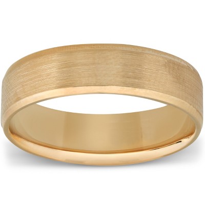 Pompeii3 Men's 14k Yellow Gold 6mm Plain Wedding Band With Satin Center ...