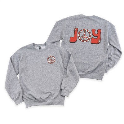 Simply Sage Market Women's Graphic Sweatshirt Joy Peace Sign Front and Back