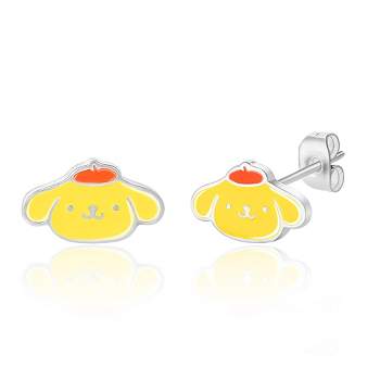 Sanrio Womens Hello Kitty and Friends Silver Plated and Enamel Stud Earrings, Officially Licensed