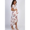 PinkBlush Ivory Watercolor Floral Hi-Low Maternity Wrap Dress - 2 of 4