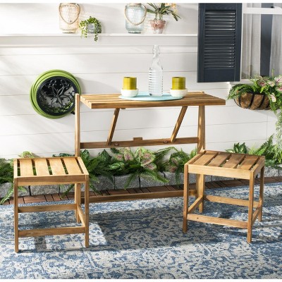 Natural Brown Acacia Wood Transformer Outdoor Bench/Table