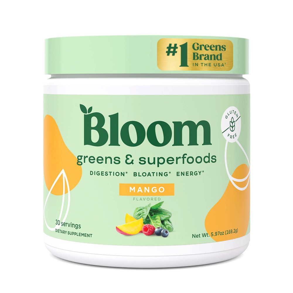 Photos - Vitamins & Minerals BLOOM NUTRITION Greens and Superfoods Powder - Mango - 5.97oz/30ct