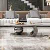 NicBex Modern White Coffee Table with Sintered Stone Tabletop & Unique Steel Base,Marble Oval Center Table for Living Room,Silver 51.3" - 2 of 4