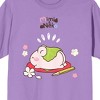 Mimi & Neko Sleeping Nezu Crew Neck Short Sleeve Lavender Rose Men's T-shirt - 2 of 2