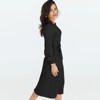 Coolmee Women's Fall Long Sleeve Wrap Crew Neck Ribbed Knit Pleated A Line Pullover Sweater Dress with Belt - 3 of 4
